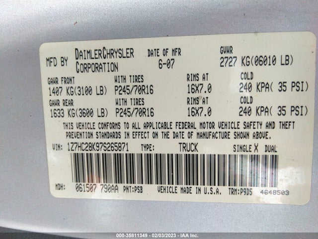 1Z7HC28K97S265871 Mitsubishi RAIDER LS
