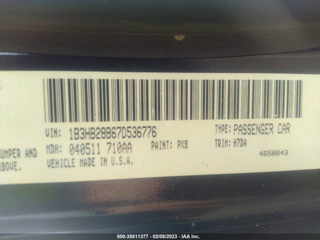 2007 DODGE CALIBER VIN: 1B3HB28B67D536776