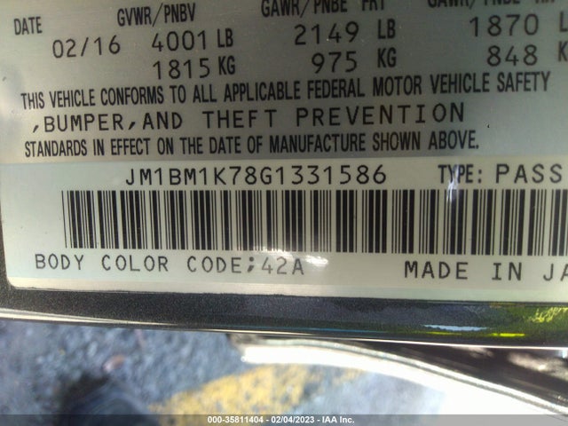 2016 Mazda 3, VIN: JM1BM1K78G1331586