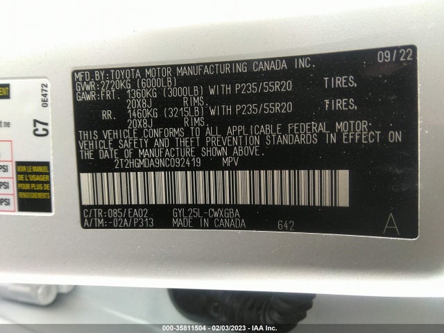 2T2HGMDA9NC092419 Lexus Rx Rx 450h