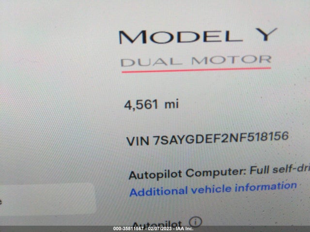 Tesla Model Y Performance 2022 7SAYGDEF2NF518156 Image 7