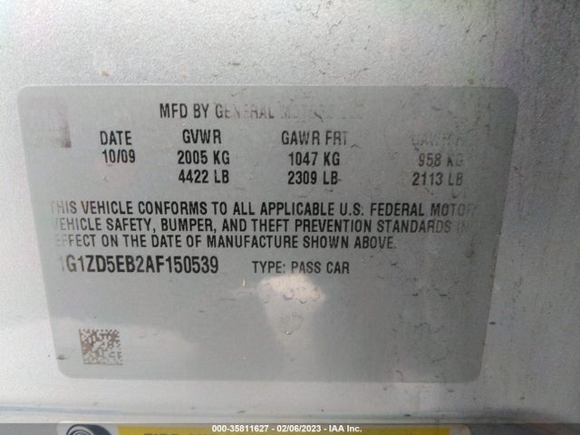 2010 CHEVROLET MALIBU LT W/2LT VIN: 1G1ZD5EB2AF150539