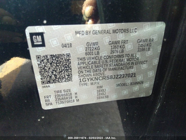 2018 Cadillac XT5, VIN: 1GYKNCRS8JZ237021