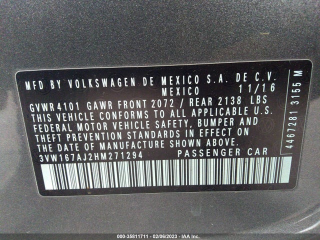 3VW167AJ2HM271294 Volkswagen Jetta