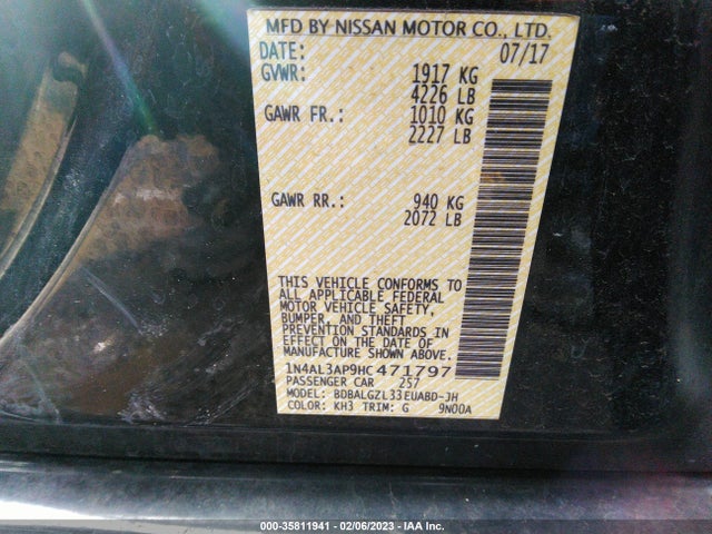 Nissan Altima 2.5 S 2017 1N4AL3AP9HC471797 Image 10