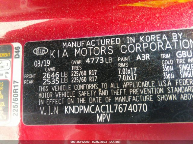 KNDPMCAC1L7674070 KIA Sportage Lx