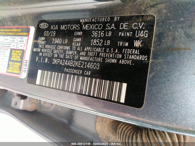 2019 Kia Rio, VIN: 3KPA24AB2KE214603