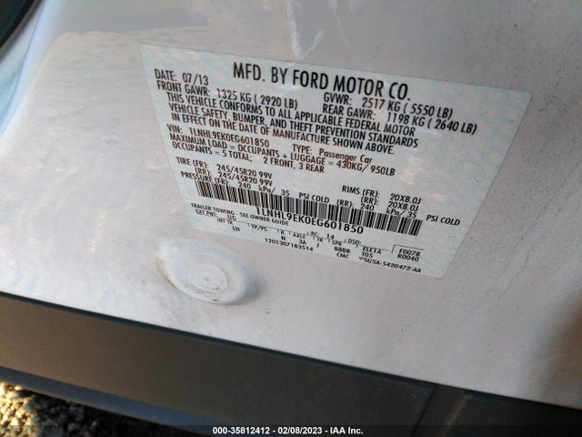 2014 Lincoln MKS, VIN: 1LNHL9EK0EG601850