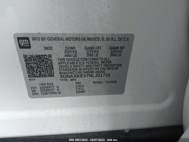 Chevrolet EQUINOX LT 2022 3GNAXKEV7NL211715 Image 10