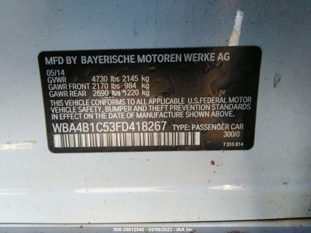 2015 BMW 4 Series, VIN: WBA4B1C53FD418267