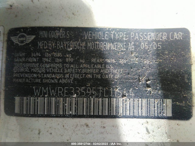 WMWRE33595TL11544 Mini Cooper Hardtop S