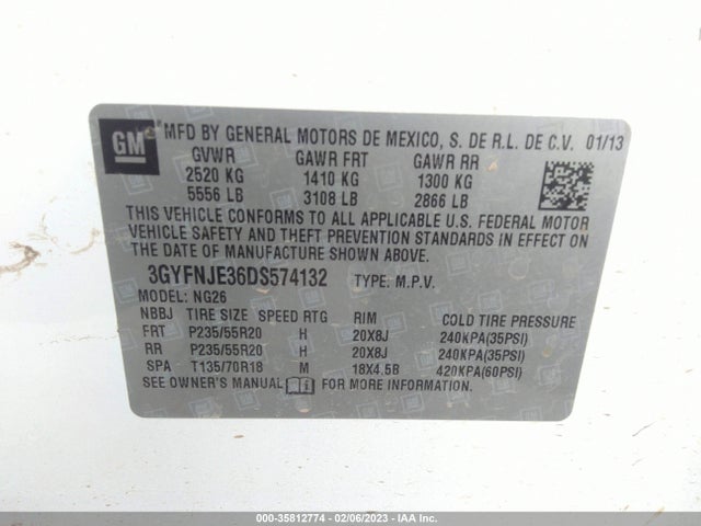 3GYFNJE36DS574132 Cadillac Srx Premium Collection