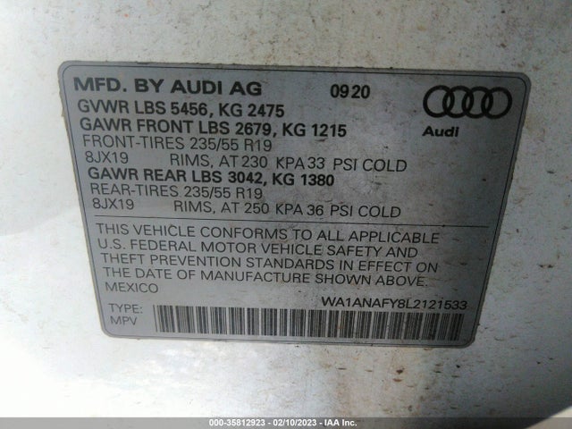 WA1ANAFY8L2121533 Audi Q5 Premium/titanium Premium