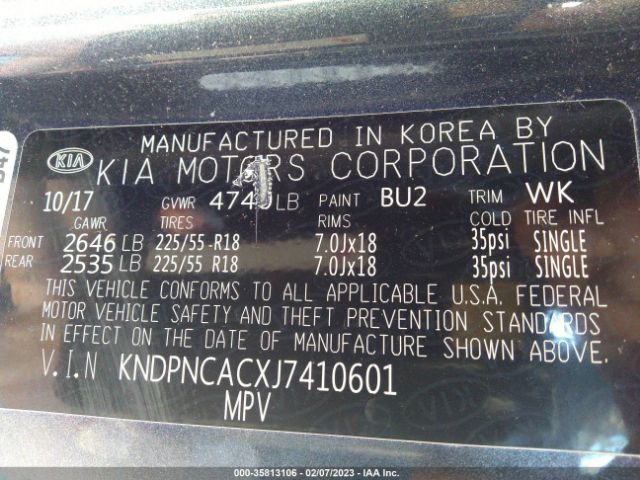 KNDPNCACXJ7410601 KIA Sportage Ex