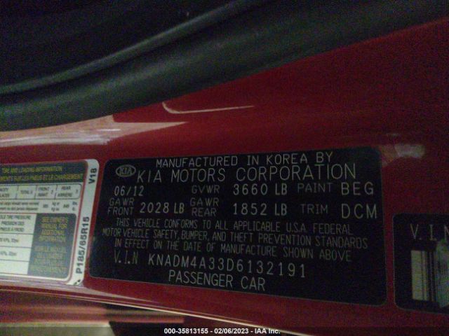 KNADM4A33D6132191 KIA RIO LX