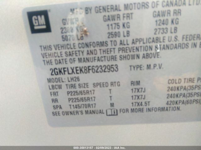 2GKFLXEK8F6232953 GMC Terrain Slt