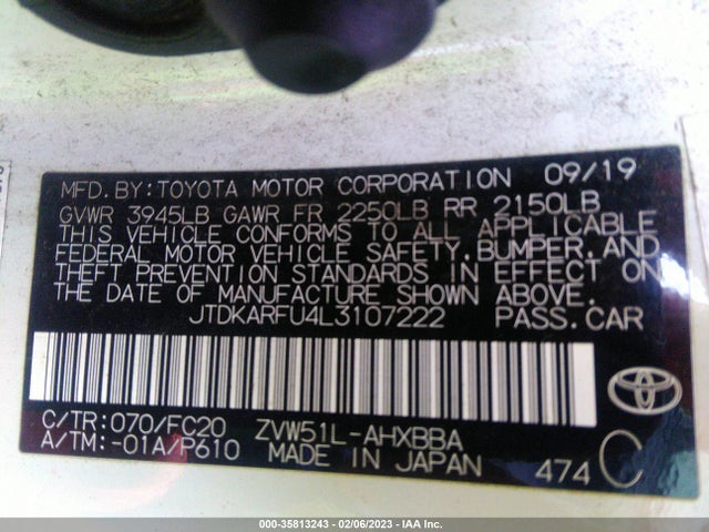 Toyota Prius L Eco 2020 JTDKARFU4L3107222 Image 9