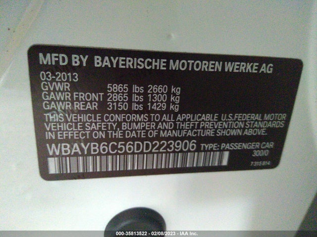 2013 BMW 7 SERIES 750I XDRIVE VIN: WBAYB6C56DD223906