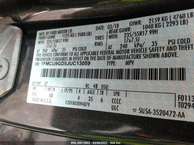 Ford ESCAPE SE 2018 1FMCU9GD5JUC13059 Image 10