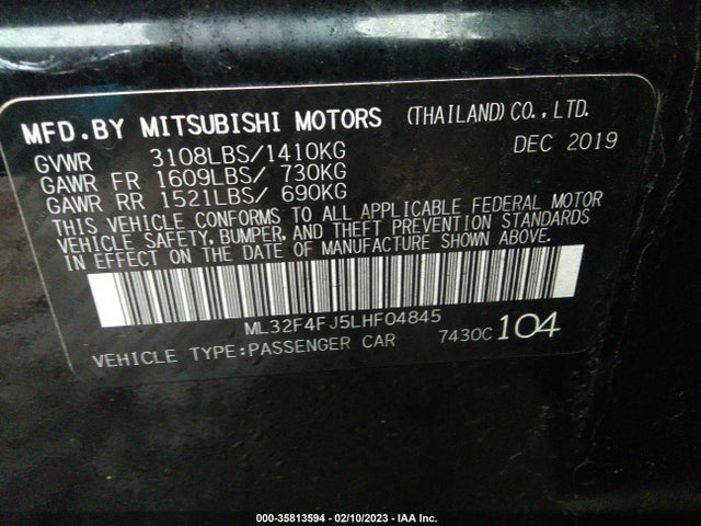 ML32F4FJ5LHF04845 Mitsubishi Mirage G4 Se/le