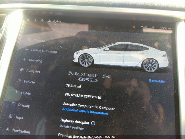2015 TESLA MODEL S 85D/70D/90D/P90D VIN: 5YJSA1E23FF111416