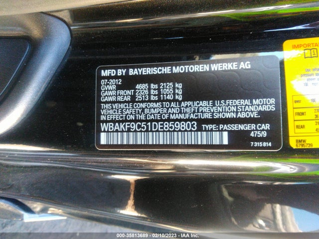 BMW 3 Series 335i Xdrive 2013 WBAKF9C51DE859803 Image 10