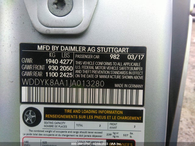 2018 Mercedes-Benz AMG GT, VIN: WDDYK8AA1JA013280