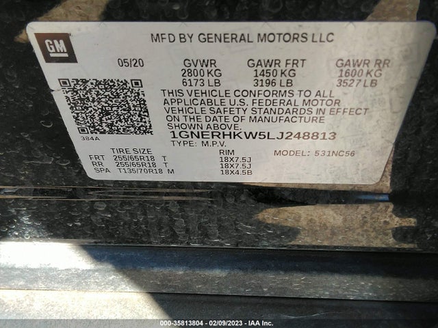 Chevrolet Traverse Lt Leather 2020 1GNERHKW5LJ248813 Image 11