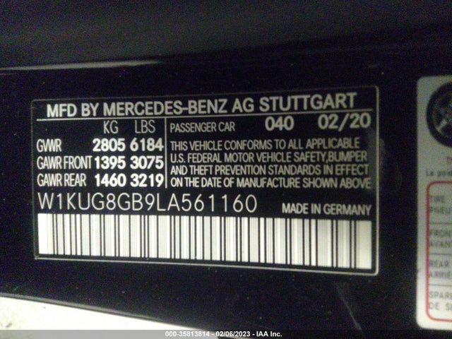 2020 Mercedes-Benz S-Class, VIN: W1KUG8GB9LA561160