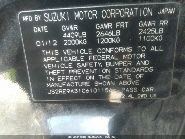 JS2RE9A31C6101156 Suzuki KIZASHI SE