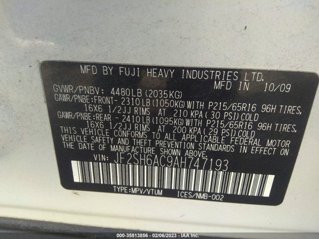 JF2SH6AC9AH747193 Subaru Forester 2.5x