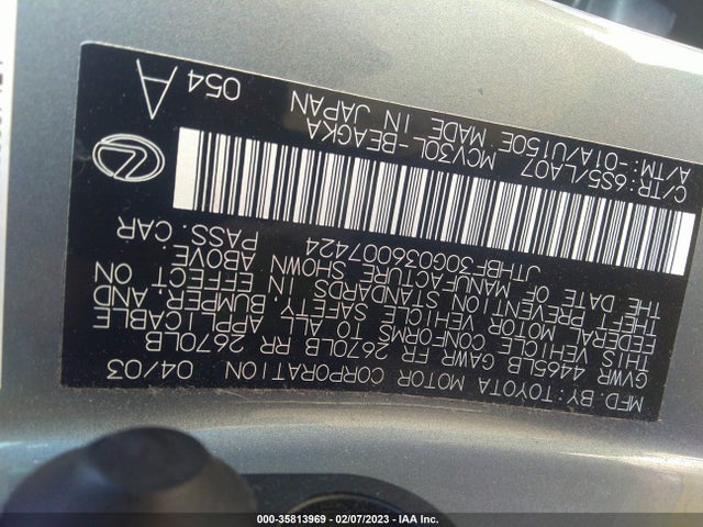 Lexus ES 300 2003 JTHBF30G036007424 Image 10