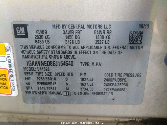 1GKKVNED8EJ164640 GMC ACADIA SLE