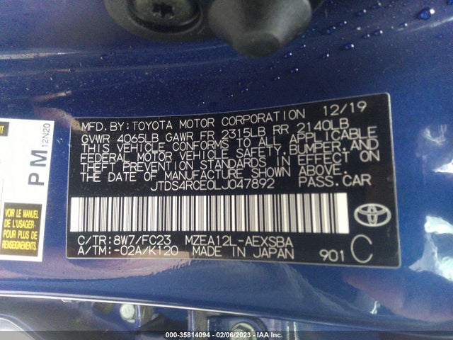 2020 Toyota Corolla, VIN: JTDS4RCE0LJ047892