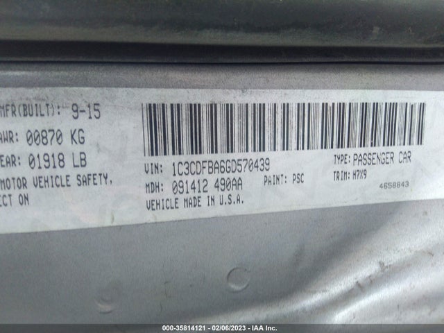 Dodge DART SXT 2016 1C3CDFBA6GD570439 Image 9