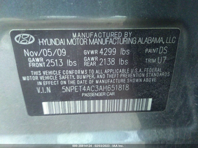 Hyundai SONATA GLS 2010 5NPET4AC3AH651818 Image 11