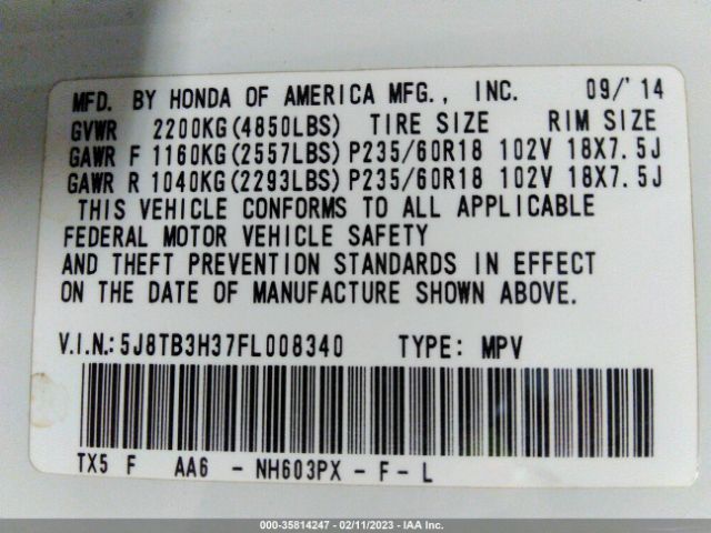 5J8TB3H37FL008340 Acura RDX
