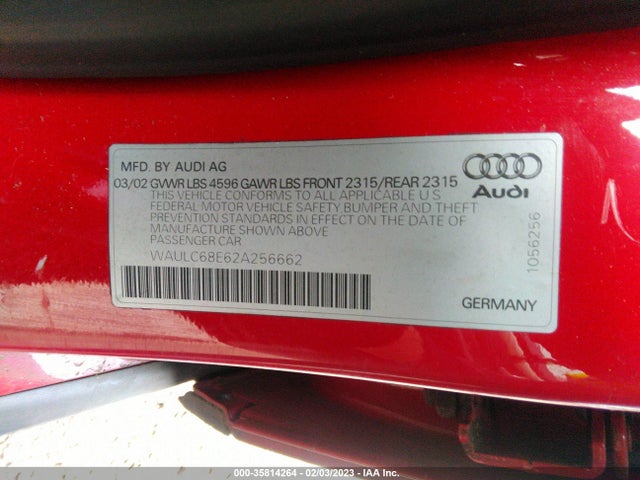 WAULC68E62A256662 Audi A4 1.8T