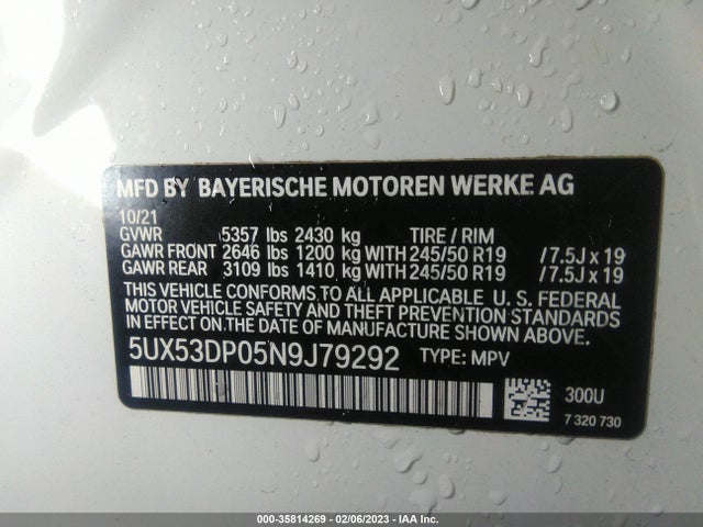 BMW X3 Xdrive30i 2022 аукцион фото