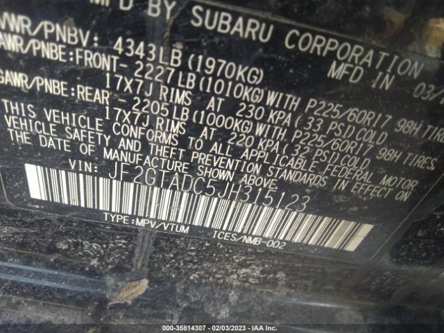 JF2GTADC5JH315123 Subaru Crosstrek Premium