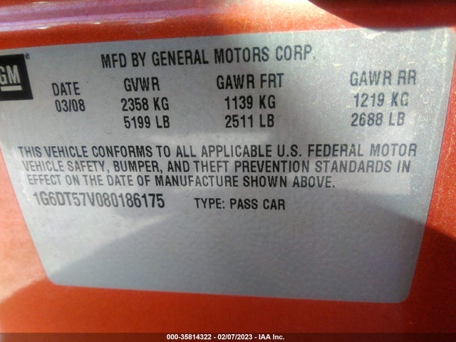 1G6DT57V080186175 Cadillac Cts Awd W/1sb