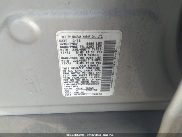 Nissan ROGUE SV 2016 JN8AT2MT2GW028020 Image 9