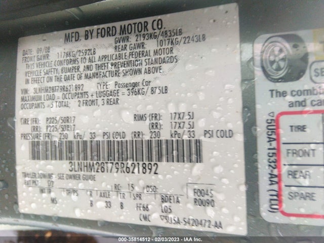 Lincoln MKZ 2009 3LNHM28T79R621892 Image 10