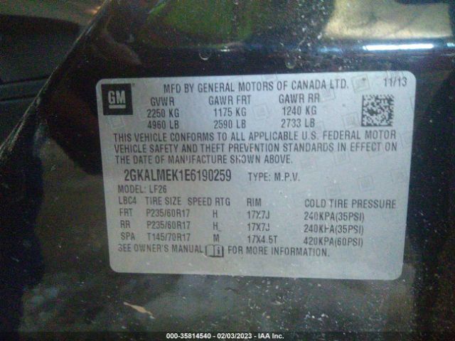 2GKALMEK1E6190259 GMC Terrain Sle