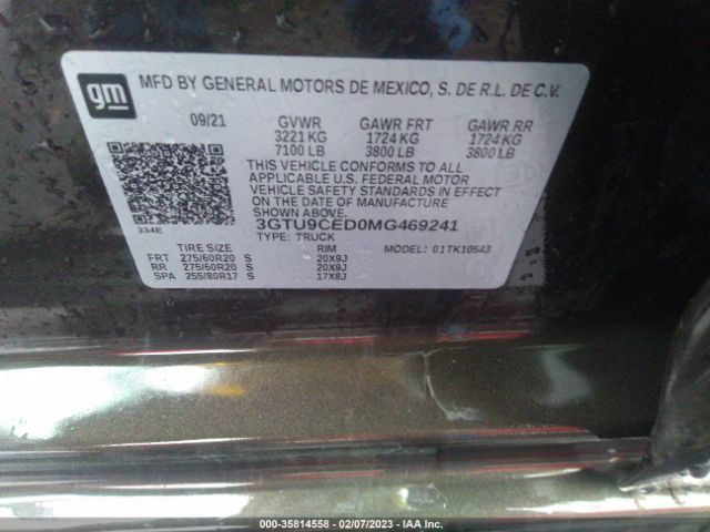 3GTU9CED0MG469241 GMC Sierra 1500 Elevation