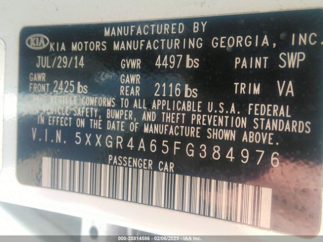 5XXGR4A65FG384976 KIA Optima Sxl Turbo