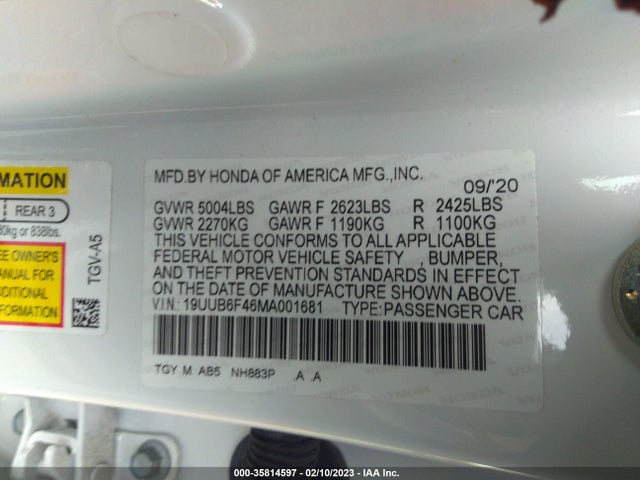 19UUB6F46MA001681 Acura TLX