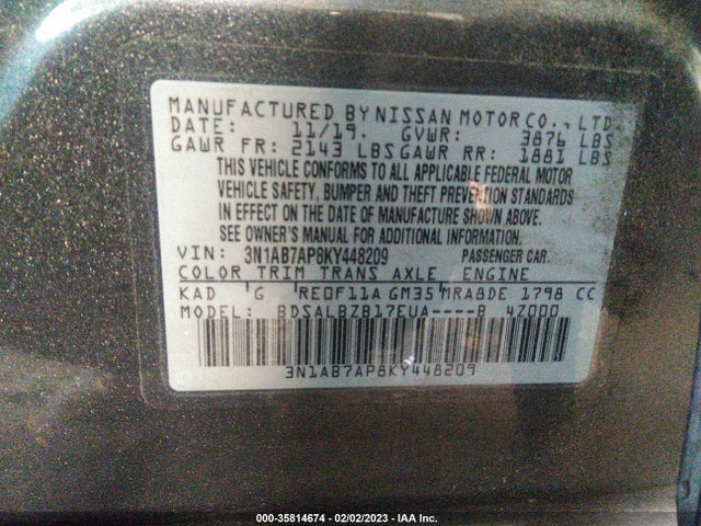 Nissan SENTRA S 2019 3N1AB7AP8KY448209 Image 11