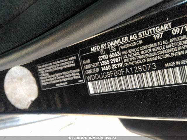 2015 Mercedes-Benz S-Class, VIN: WDDUG8FB0FA128073