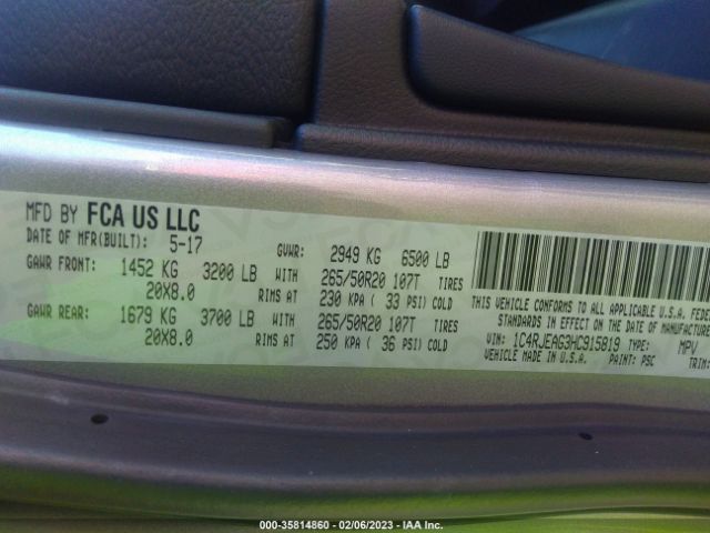 1C4RJEAG3HC915819 Jeep Grand Cherokee Altitude